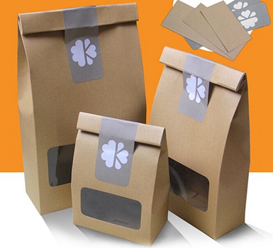 Factory High Quality Custom Printing Stand up Gift/Shopping/Food Kraft Paper Handle Bag with Window