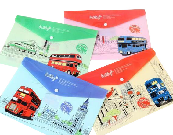 Waterproof  custom A4 File Cute Printing Platsic Bag for offcice file ,document,paper.data