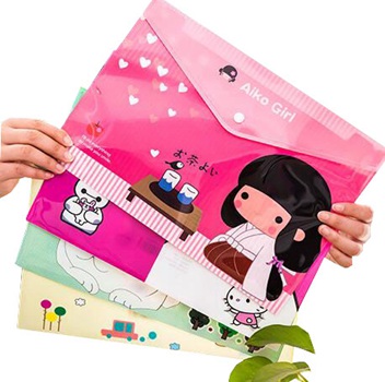 high quality cute pure A4 A5 size pp Plastic portable File Folder Bag
