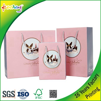 Fashion printing packing paper bag with handles for gift ,clothes