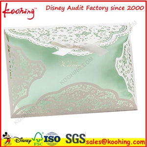 Unique luxury hollow laser cut Chinese Red wedding invitation card
