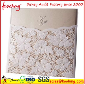 Unique luxury hollow laser cut Chinese Red wedding invitation card